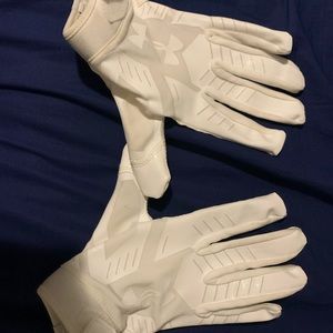 White Under Armor Football gloves